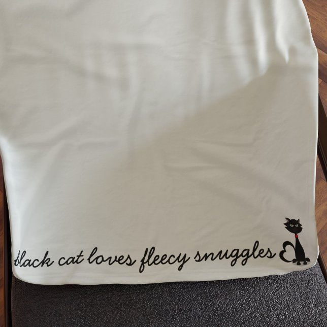 Niedlicher Cartoon Kitty Cat Custom Cream Fleece B (Black cats loves fleecy  snuggles and they'll love this blanket with their name on it (or yours))