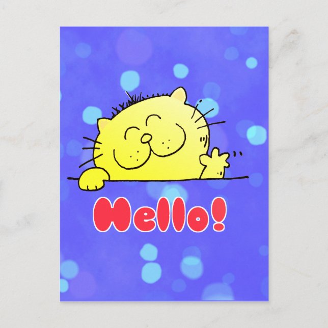 Niedlicher Cartoon Kitty Hello Postkarte (Vorderseite)