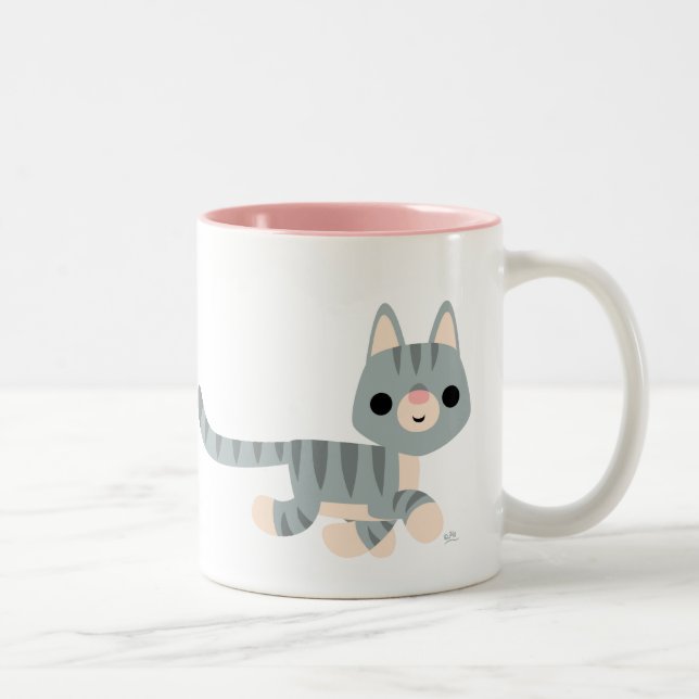 Niedlicher Cartoon Kitty Zweifarbige Tasse (Rechts)
