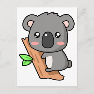 Niedlicher Cartoon Koala Bear auf Eukalyptus Tree Postkarte