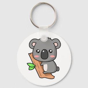 Niedlicher Cartoon Koala Bear auf Eukalyptus Tree Schlüsselanhänger
