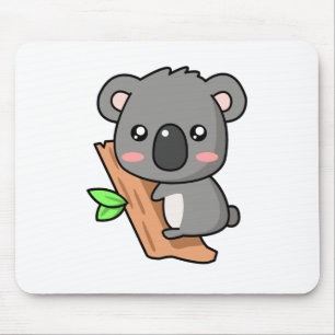 Niedlicher Cartoon-Koala betreffen Eukalyptus-Baum Mousepad