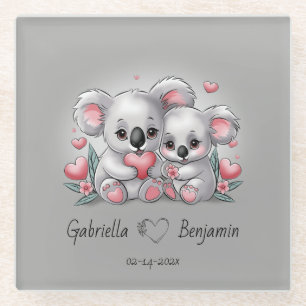Niedlicher Cartoon Koala Liebhaber Herzenslust Val Glasuntersetzer