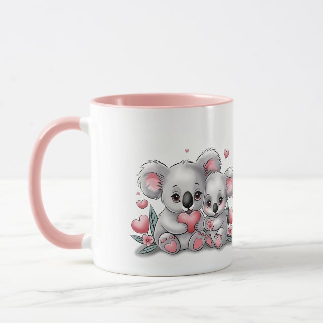 Niedlicher Cartoon Koala Liebhaber Herzenslust Val Tasse (Links)