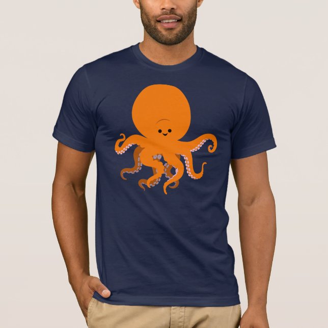 Niedlicher Cartoon-Kraken-T - Shirt (Vorderseite)