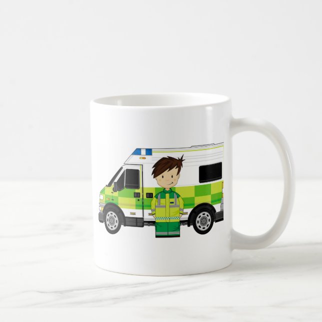 Niedlicher Cartoon-Krankenwagen und EMT Kaffeetasse (Rechts)