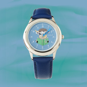 Niedlicher Cartoon Kuh Boy Blue Watch lesen Armbanduhr