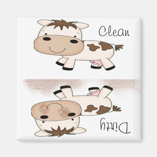 Niedlicher Cartoon Kuh Cean und Dirty Magnet (Vorne)