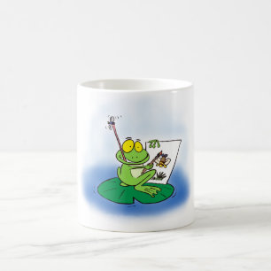 Niedlicher Cartoon Künstler Frosch. Kaffeetasse