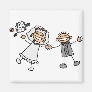 Niedlicher Cartoon künstlerische Hochzeit speicher Magnet
