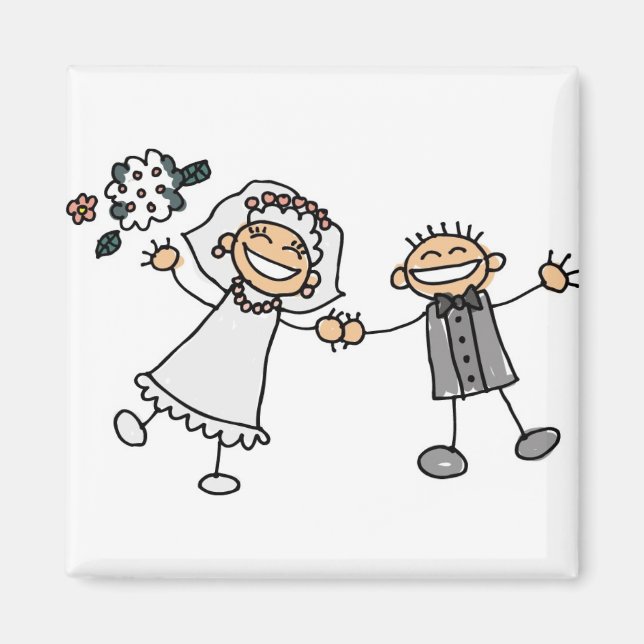 Niedlicher Cartoon künstlerische Hochzeit speicher Magnet (Vorne)