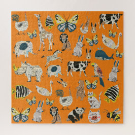 Niedlicher Cartoon Kunstwerk Zeitung Tiere Puzzle