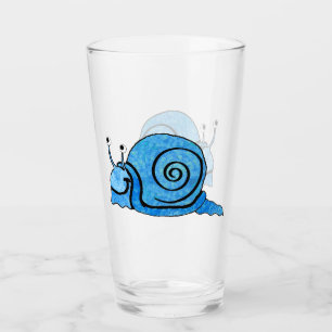 Niedlicher Cartoon Lächeln Blaue Gemusterte Schnec Glas