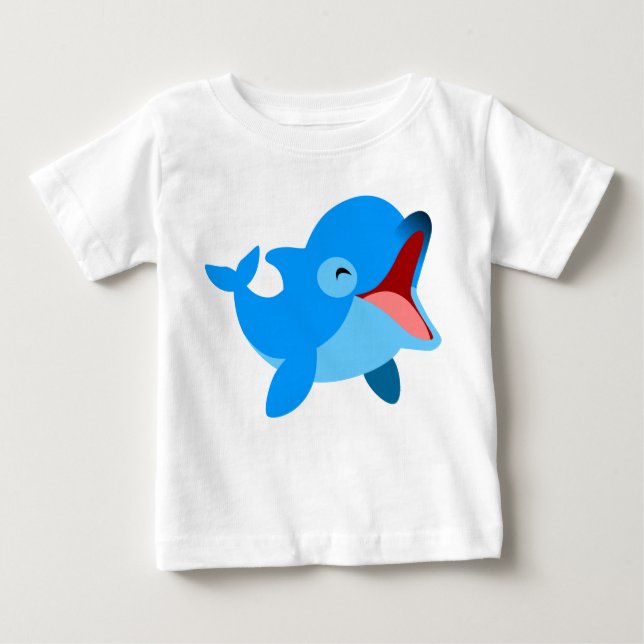 Niedlicher Cartoon Lächeln Dolphin Baby T - Shirt (Vorderseite)