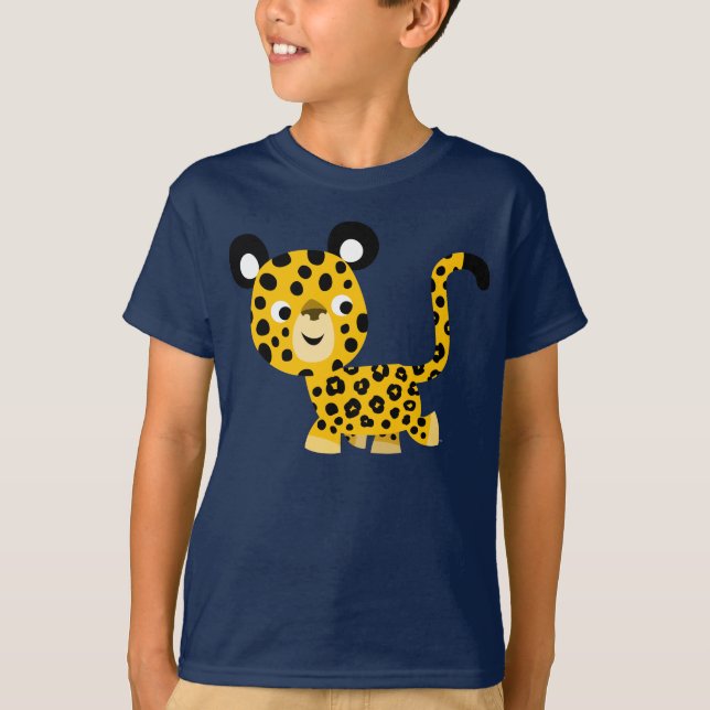 Niedlicher Cartoon Lächeln Leopard Kinder T - Shir T-Shirt (Vorderseite)