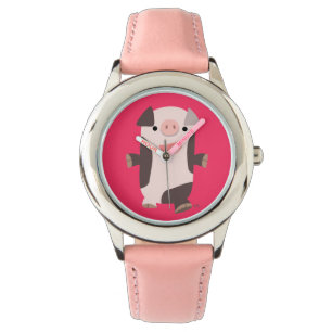 Niedlicher Cartoon Lächeln Schweinezucht Armbanduhr