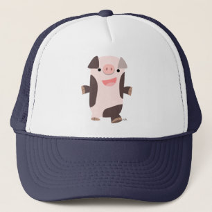 Niedlicher Cartoon Lächelnder Schweinehut Truckerkappe