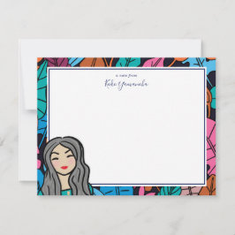 Niedlicher Cartoon Lady mit grauem Haar Mitteilungskarte