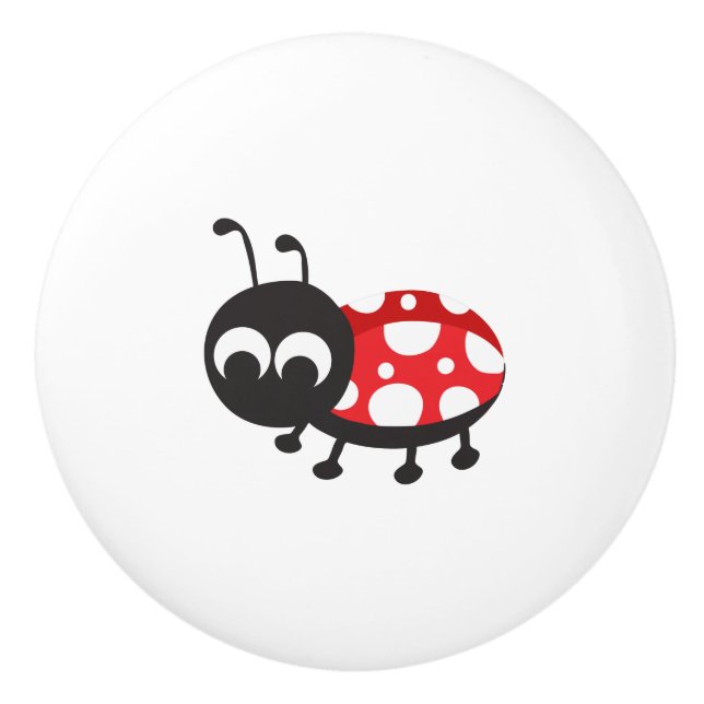 Niedlicher Cartoon Ladybug Keramikknauf (Vorderseite)