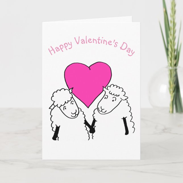 Niedlicher Cartoon Lambs Valentine Karte (Vorderseite)