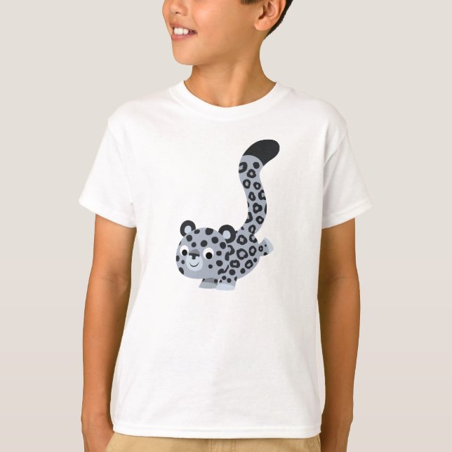 Niedlicher Cartoon Landung Snow Leopard Kinder T - T-Shirt (Vorderseite)