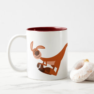 Niedlicher Cartoon Leaping Kangaroo Zweifarbige Tasse