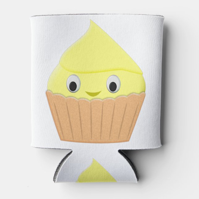 Niedlicher Cartoon Lemon Cupcake Dosenkühler (Vorderseite)