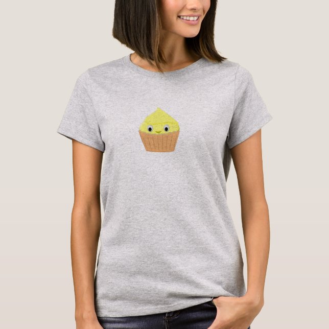 Niedlicher Cartoon Lemon Cupcake T-Shirt (Vorderseite)