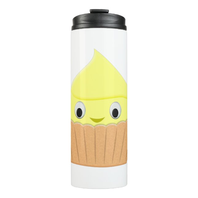 Niedlicher Cartoon Lemon Cupcake Thermosbecher (Vorderseite)