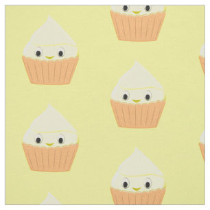 Niedlicher Cartoon Lemon Cupcake Wiederholungsmust Stoff