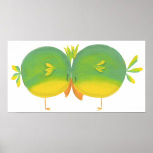 Niedlicher Cartoon Liebesvögel Poster
