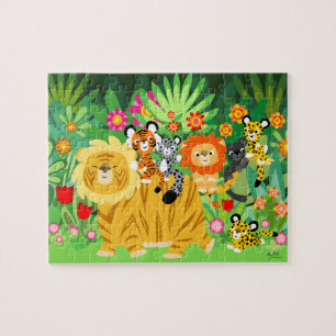 Niedlicher Cartoon Liger and Friends Puzzle