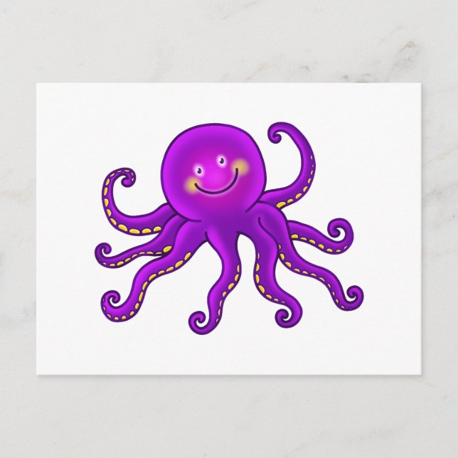 Niedlicher Cartoon Lila Oktopus Postkarte (Vorderseite)
