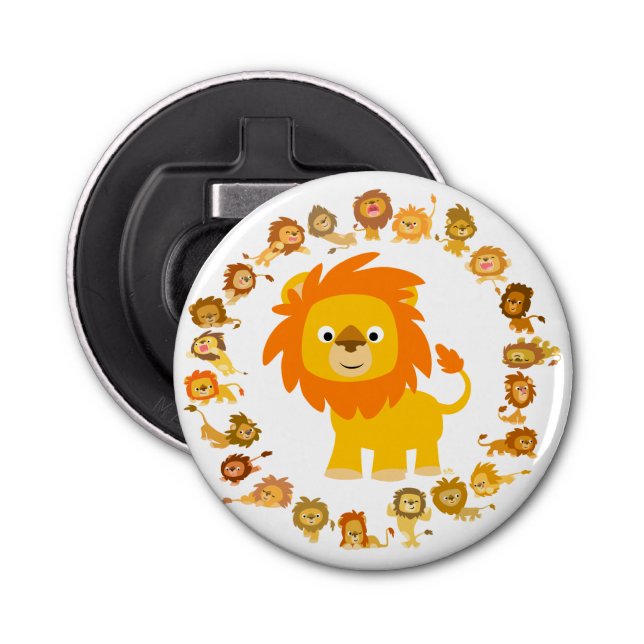 Niedlicher Cartoon Lion Mandala Button Flaschenöff Flaschenöffner (Vorderseite)