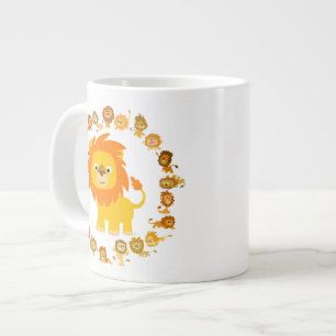 Niedlicher Cartoon Lion Mandala Jumbo Tasse
