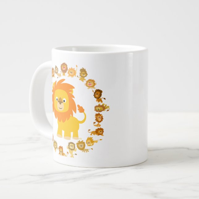 Niedlicher Cartoon Lion Mandala Jumbo Tasse (Vorderseite Links)