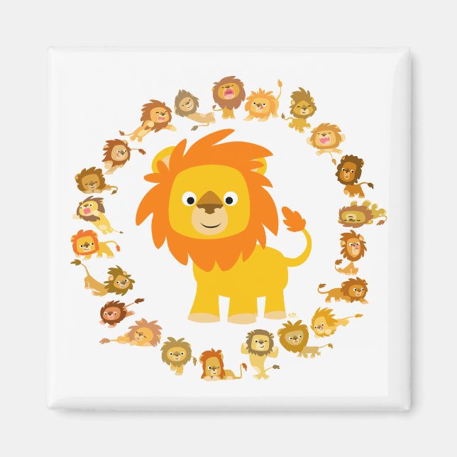 Niedlicher Cartoon Lion Mandala Magnet (Vorne)