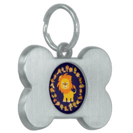 Niedlicher Cartoon Lion Mandala Pet Tag Tiermarke