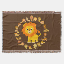 Niedlicher Cartoon Lion Mandala Throw Blanket Decke