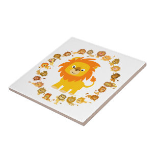 Niedlicher Cartoon Lion Mandala Tile Fliese