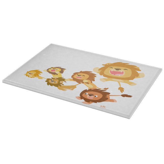 Niedlicher Cartoon Lions Parade Cutting Board Schneidebrett (Ecke)