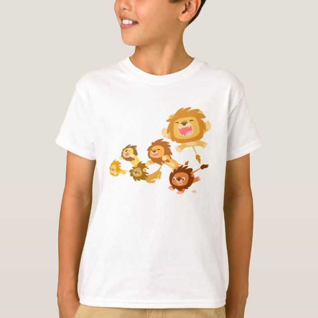 Niedlicher Cartoon Lions Parade Kinder T - Shirt (Vorderseite)