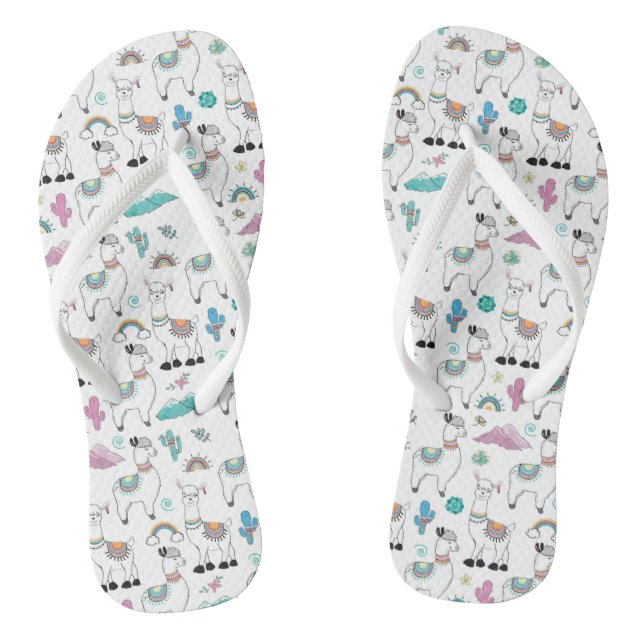 Niedlicher Cartoon Llama-Muster Flip Flops (Fußbett)