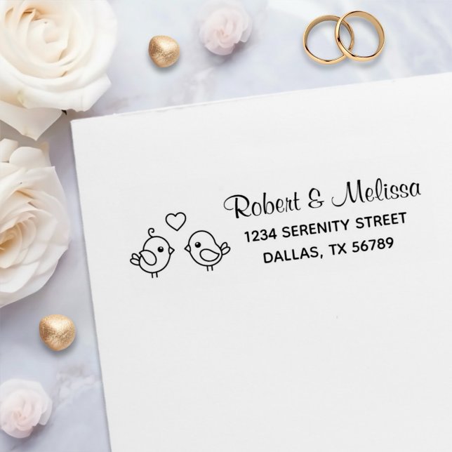 Niedlicher Cartoon Lovebirds - Anschrift Permastempel (Von Creator hochgeladen)