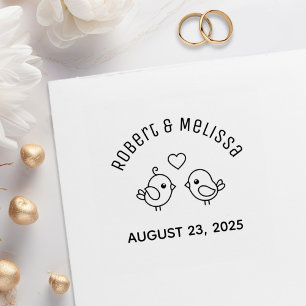Niedlicher Cartoon Lovebirds Couple Wedding Jubilä Gummistempel
