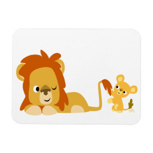 Niedlicher Cartoon Löwe Vater und Cub Flexible Mag Magnet