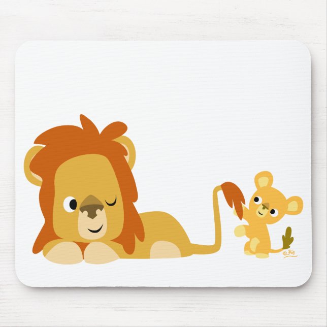Niedlicher Cartoon Löwe Vater und Cub Mousepad (Vorne)
