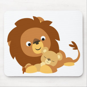 Niedlicher Cartoon Löwe Vater und Cub Mousepad