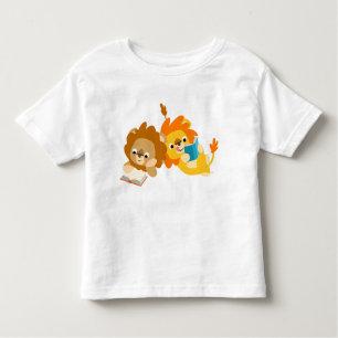 Niedlicher Cartoon Löwenleser Kinder T - Shirt