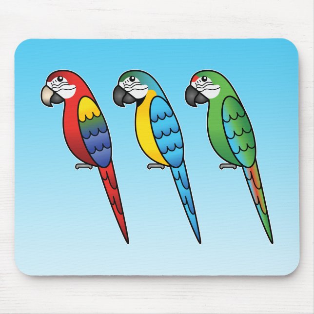 Niedlicher Cartoon Macaw Parrot Birds Mousepad (Vorne)